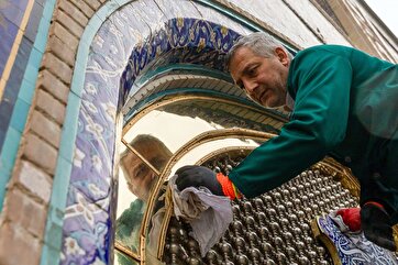 In Pictures: Iconic Goharshad Mosque Cleaned Ahead of Ramadan