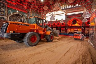 آماده‌سازی حرم امام حسین(ع) جهت عزاداری طویریج